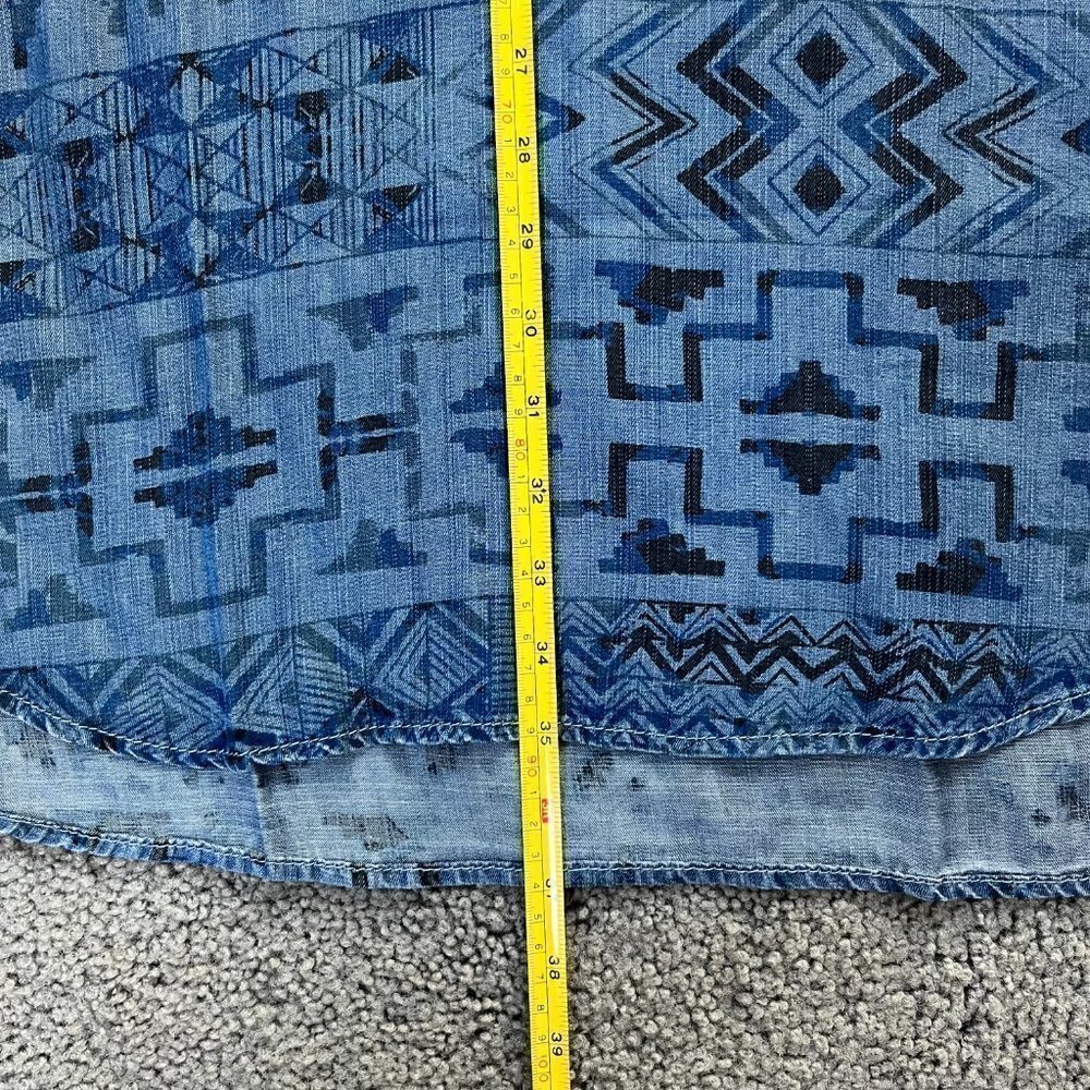 Philosophy Southwestern Aztec Navajo Print Chambray Popover Shirt Dress - Size S - Picture 7 of 14